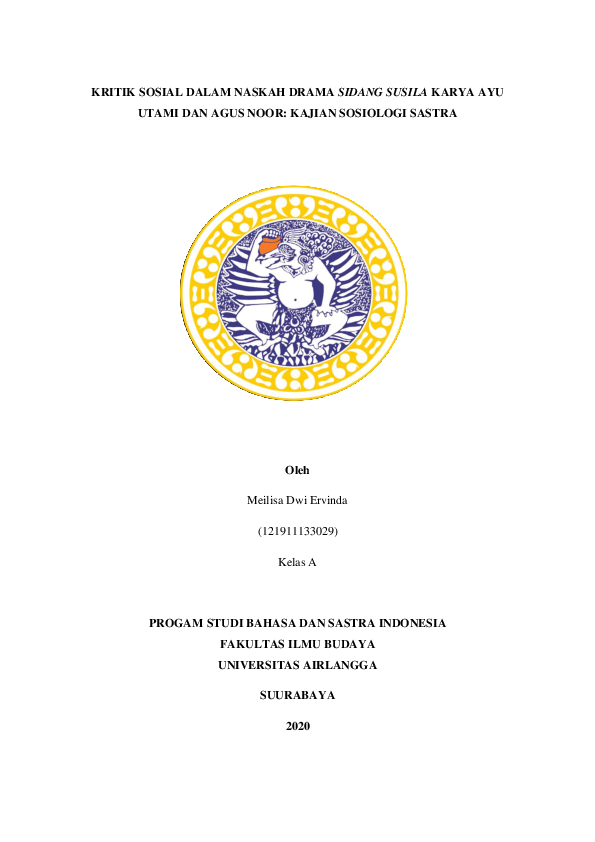 (PDF) KRITIK SOSIAL DALAM NASKAH DRAMA SIDANG SUSILA KARYA AYU UTAMI