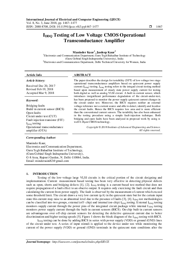 (PDF) I DDQ Testing of Low Voltage CMOS Operational Transconductance ...