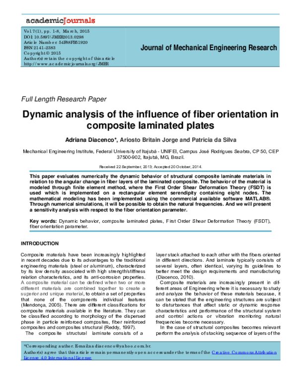(PDF) Dynamic analysis of the influence of fiber orientation in ...