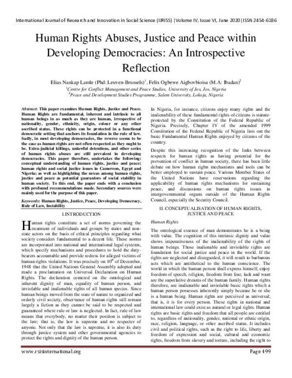 (PDF) Human Rights Abuses, Justice and Peace within Developing ...