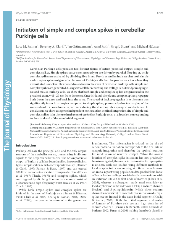 (PDF) RAPID REPORT: Initiation of simple and complex spikes in ...