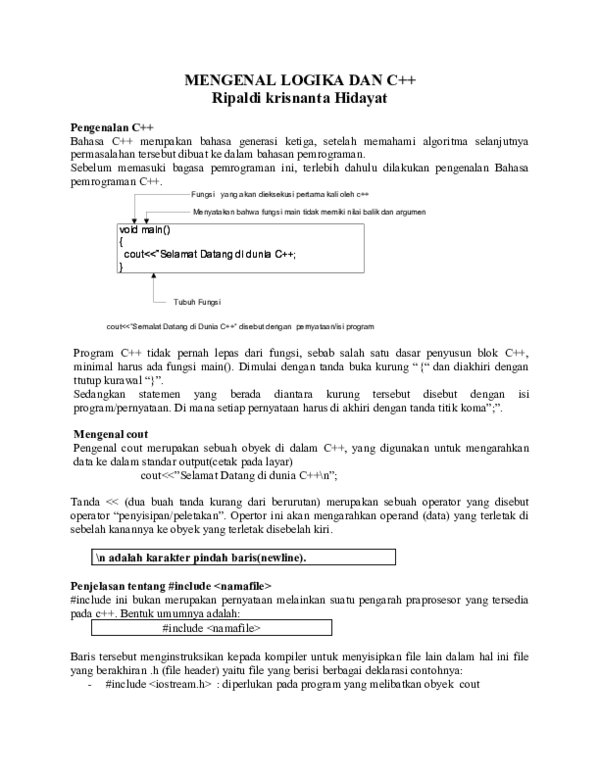 (DOC) MENGENAL LOGIKA DAN C++
