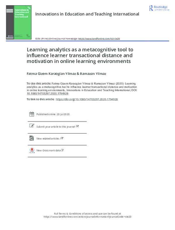 (PDF) Learning analytics as a metacognitive tool to influence learner ...