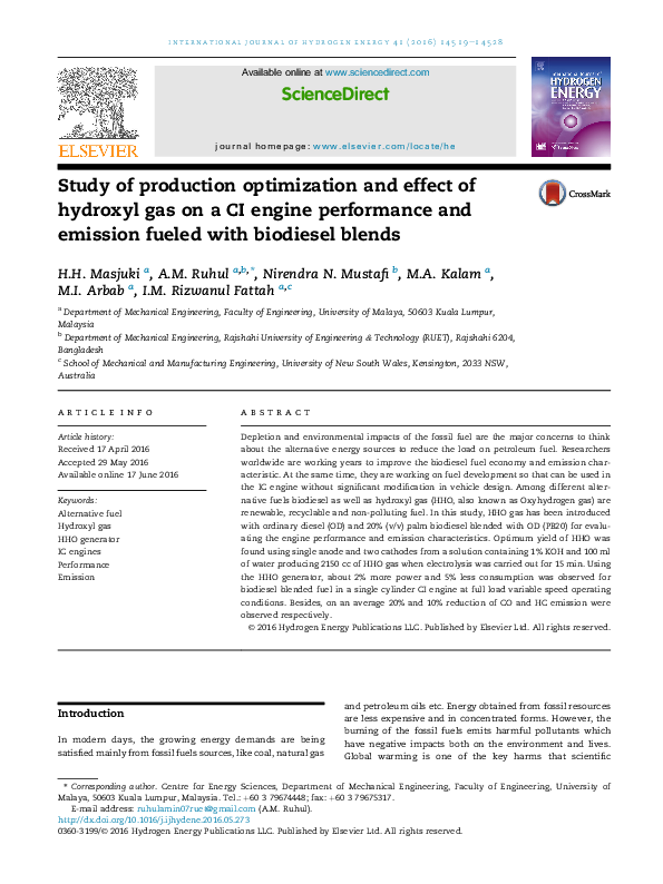 (PDF) Study of production optimization and effect of hydroxyl gas on a ...