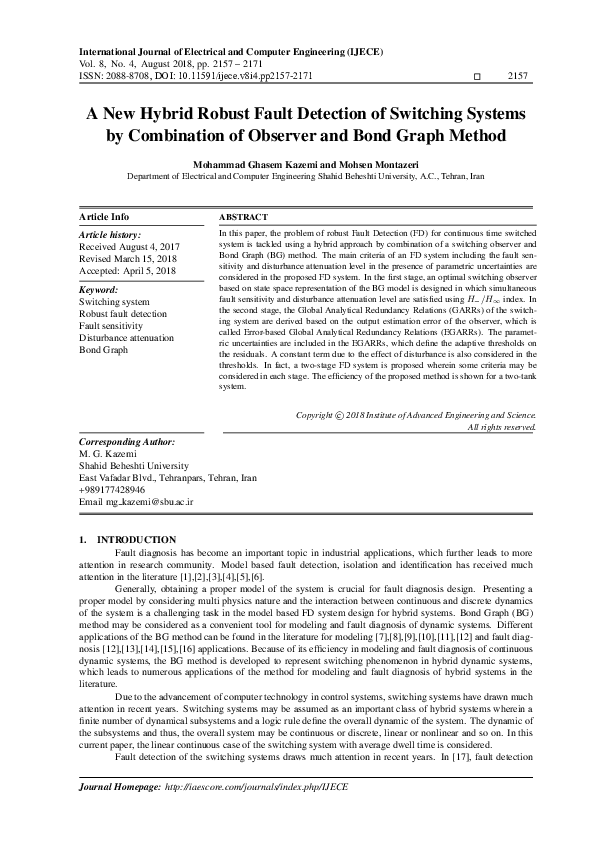 (PDF) A New Hybrid Robust Fault Detection of Switching Systems by ...