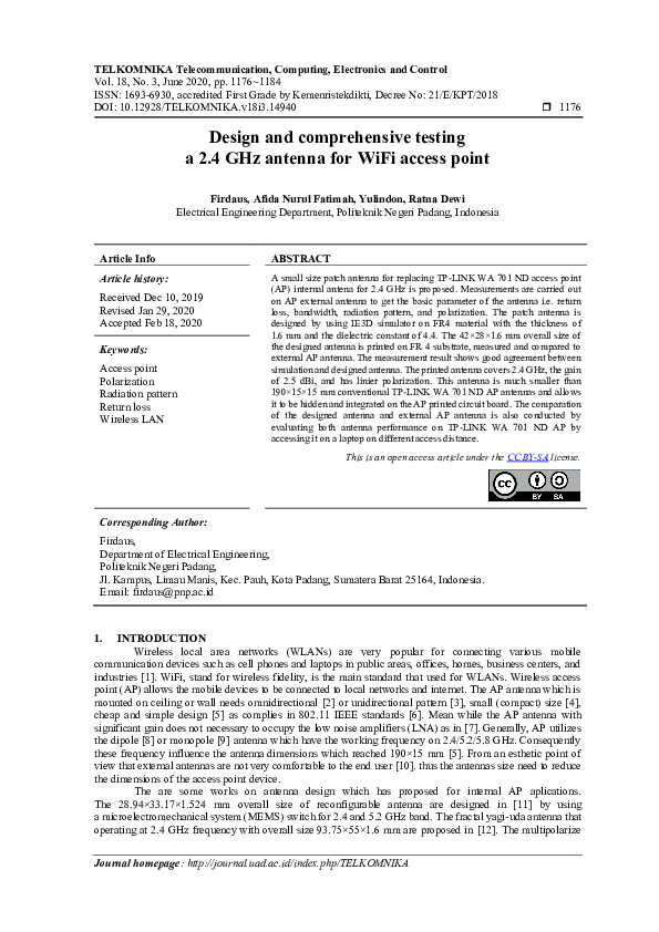 (PDF) Design and comprehensive testing a 2.4 GHz antenna for WiFi ...