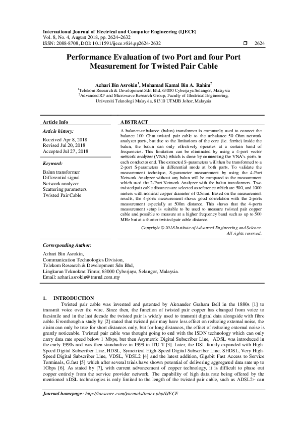(PDF) Performance Evaluation of two Port and four Port Measurement for ...