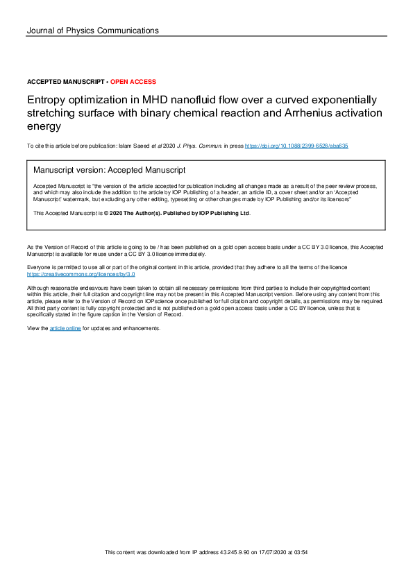 (PDF) Entropy optimization in MHD nanofluid flow over a curved ...