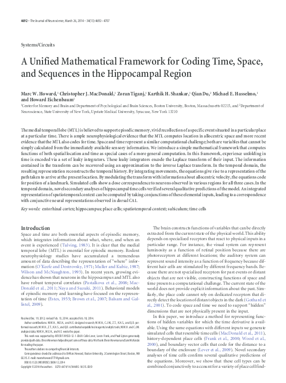 (PDF) A Unified Mathematical Framework for Coding Time, Space, and ...