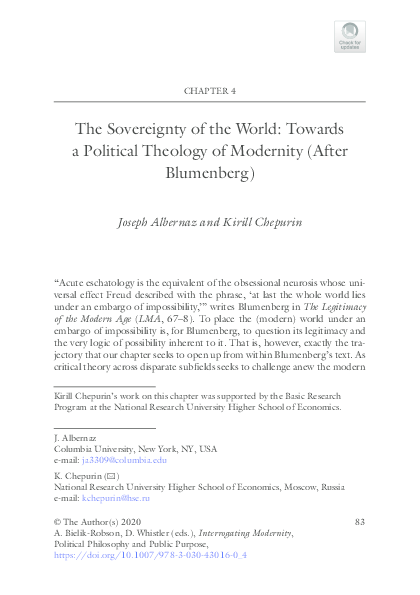(PDF) The Sovereignty of the World: Towards a Political Theology of ...