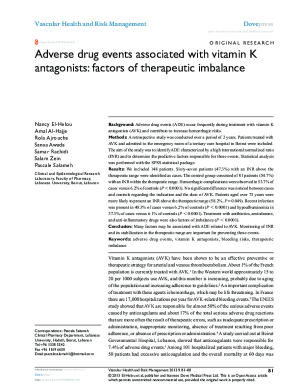 (PDF) Vascular Health and Risk Management Adverse drug events ...