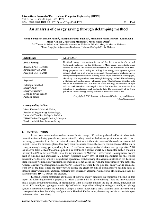 (PDF) An analysis of energy saving through delamping method