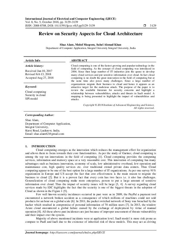 (PDF) Review on Security Aspects for Cloud Architecture