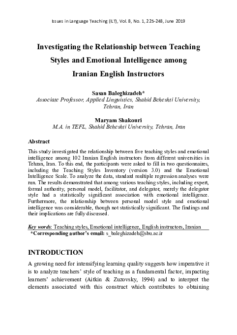 (PDF) Investigating the Relationship between Teaching Styles and ...