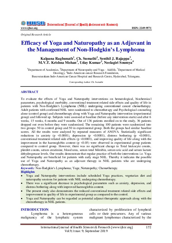 (PDF) Efficacy of Yoga and Naturopathy as an Adjuvant in the Management ...