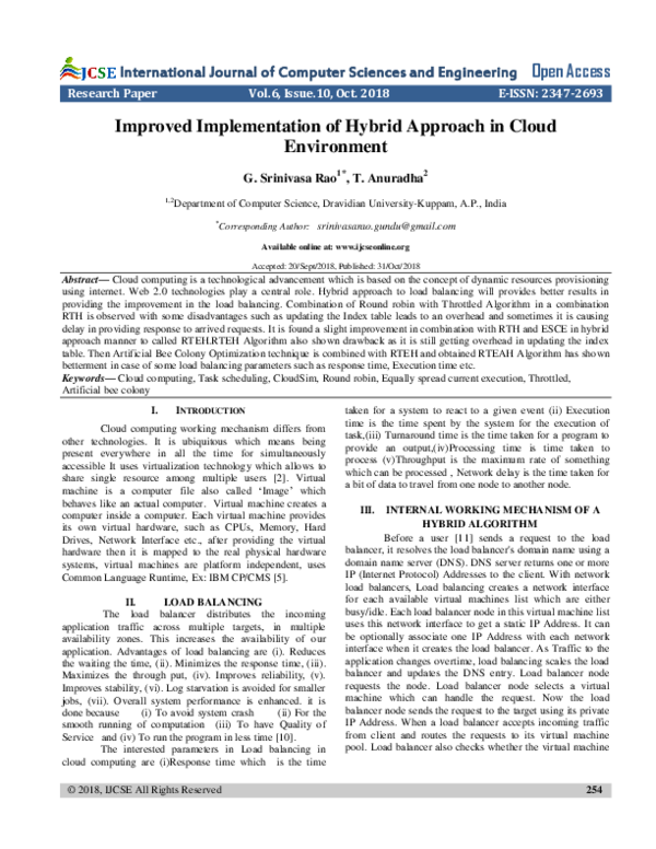 (PDF) Improved Implementation of Hybrid Approach in Cloud Environment