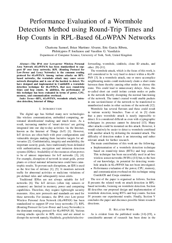 (PDF) Performance Evaluation of a Wormhole Detection Method using Round ...