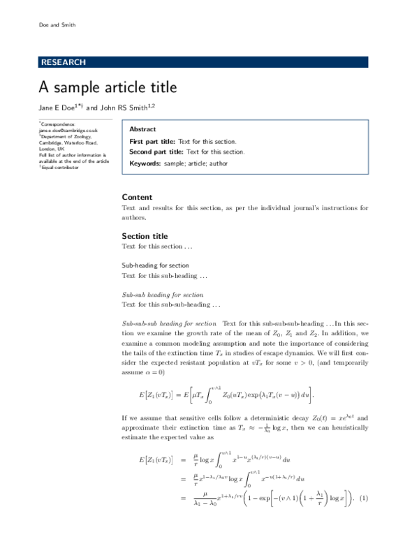 (PDF) A sample article title