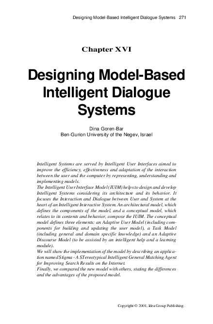 (PDF) Designing Model-Based Intelligent Dialogue Systems