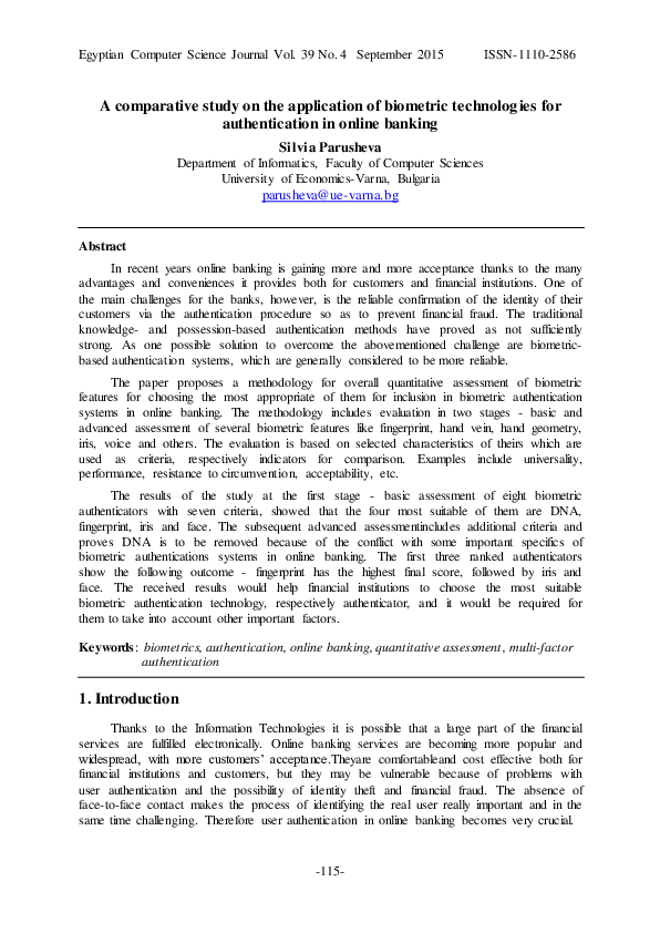 (PDF) A comparative study on the application of biometric technologies ...