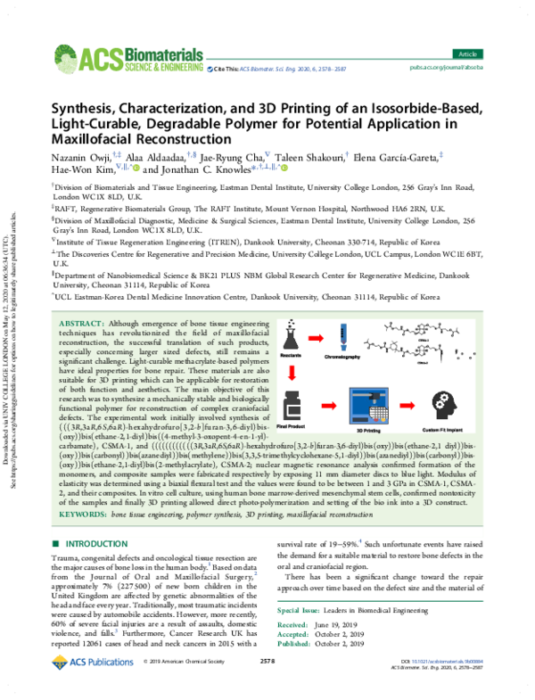 (PDF) Synthesis, Characterization, and 3D Printing of an Isosorbide ...