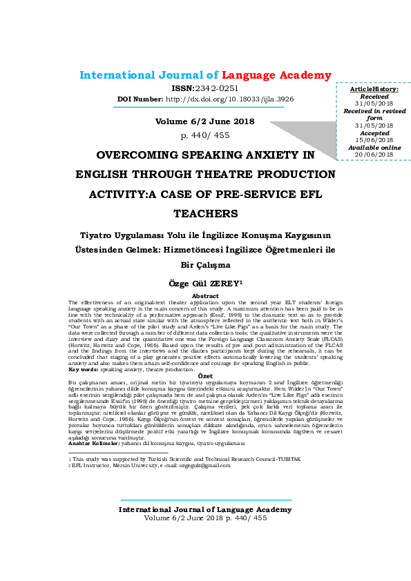 (PDF) OVERCOMING SPEAKING ANXIETY IN ENGLISH THROUGH THEATRE PRODUCTION ...