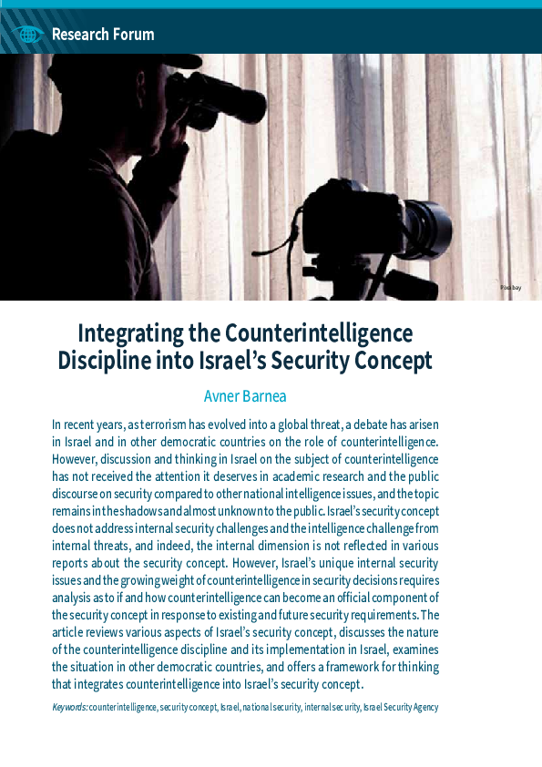 (PDF) Integrating the Counterintelligence Discipline into Israel's ...