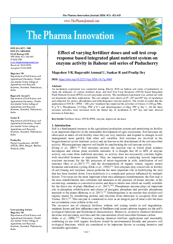 (PDF) Effect of varying fertilizer doses and soil test crop response ...