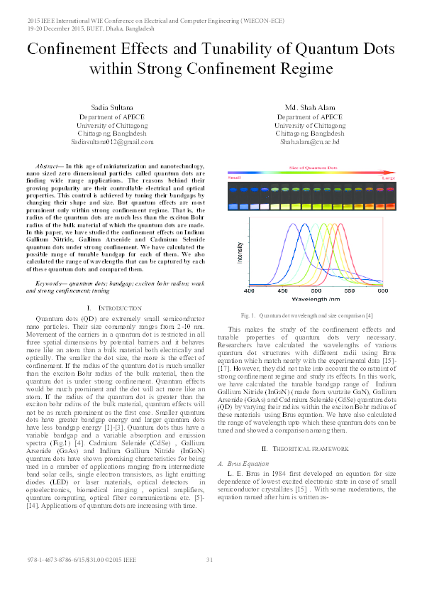 (PDF) Confinement Effects and Tunability of Quantum Dots within Strong ...