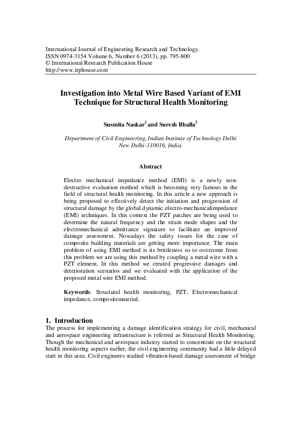 (PDF) Investigation into Metal Wire Based Variant of EMI Technique for ...