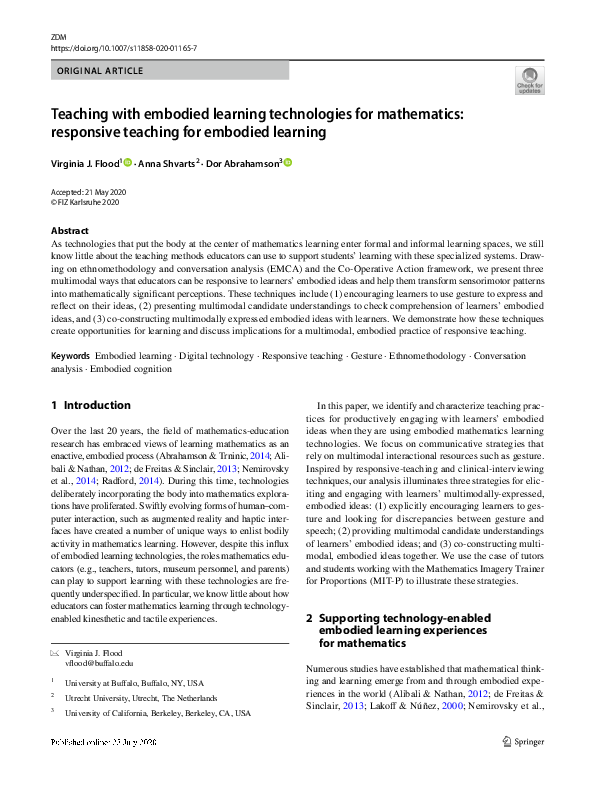 (PDF) Teaching with embodied learning technologies for mathematics ...