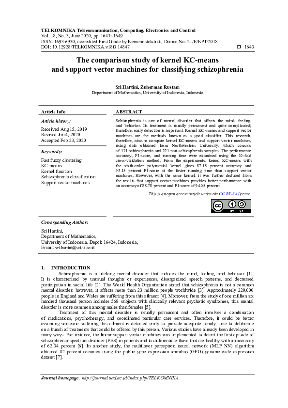 (PDF) The comparison study of kernel KC-means and support vector ...