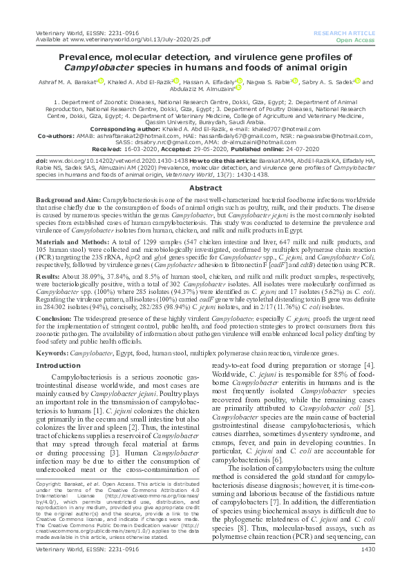(PDF) Prevalence, molecular detection, and virulence gene profiles of ...