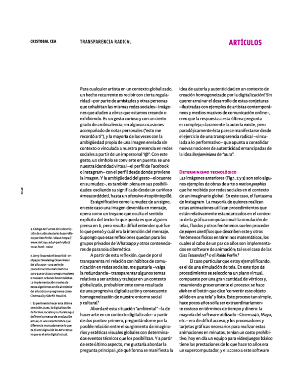 2019 - Cuadernos de Arte UC, Transparencia Radical.