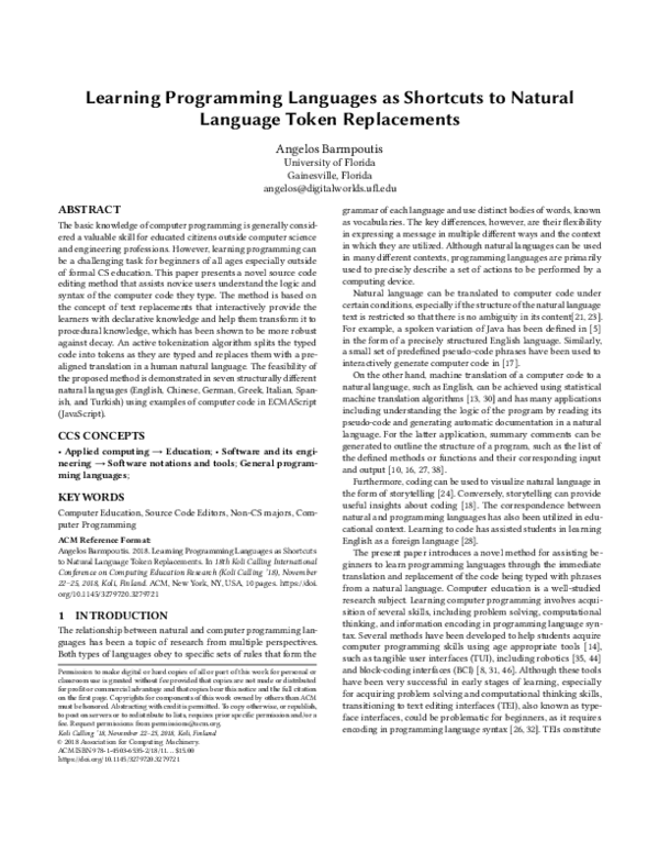 (PDF) Learning Programming Languages as Shortcuts to Natural Language ...