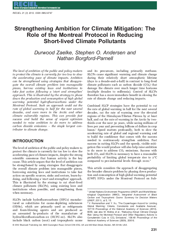 (PDF) Strengthening Ambition for Climate Mitigation: The Role of the ...