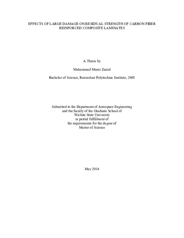 (PDF) EFFECTS OF LARGE DAMAGE ON RESIDUAL STRENGTH OF CARBON FIBER ...