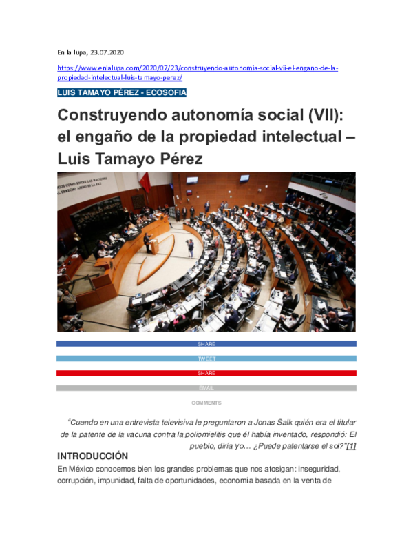 Construyendo autonomía social VII El engaño de la propiedad intelectual