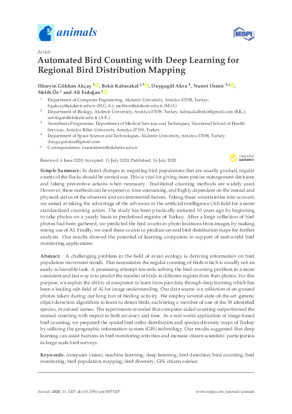 (PDF) Automated Bird Counting with Deep Learning for Regional Bird ...