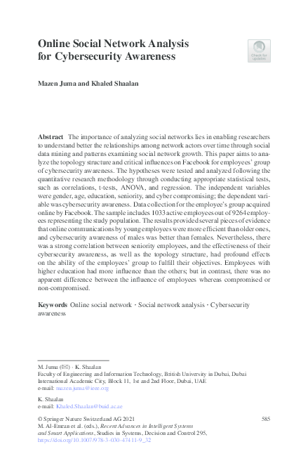 (PDF) Online Social Network Analysis for Cybersecurity Awareness