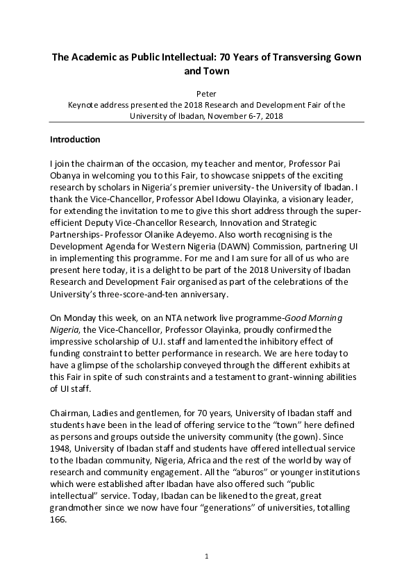 (PDF) The Academic as Public Intellectual: 70 Years of Transversing ...