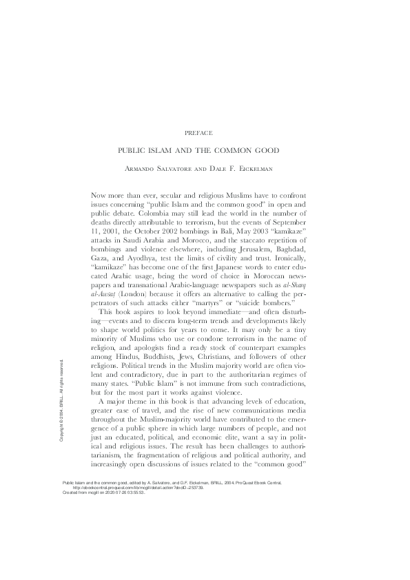 (PDF) Public Islam and the Common Good