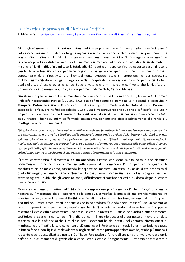 (PDF) La didattica in presenza di