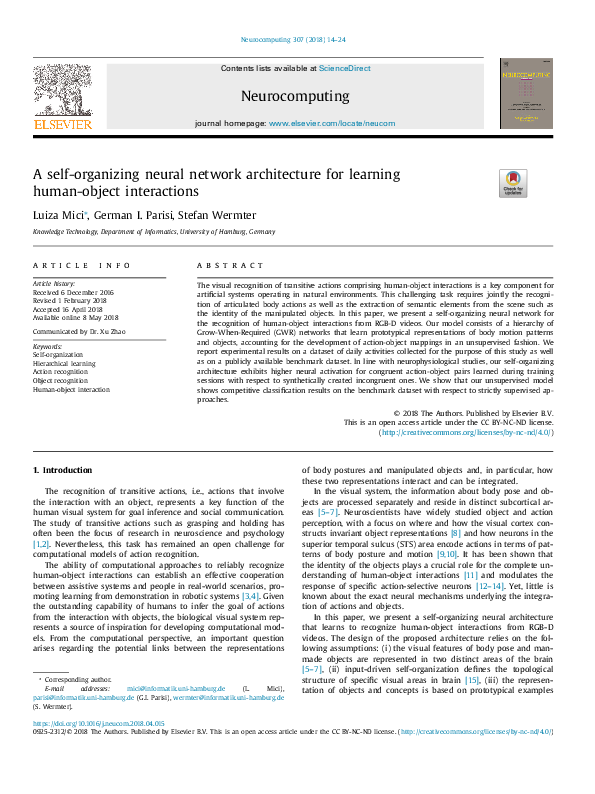(PDF) A self-organizing neural network architecture for learning human ...