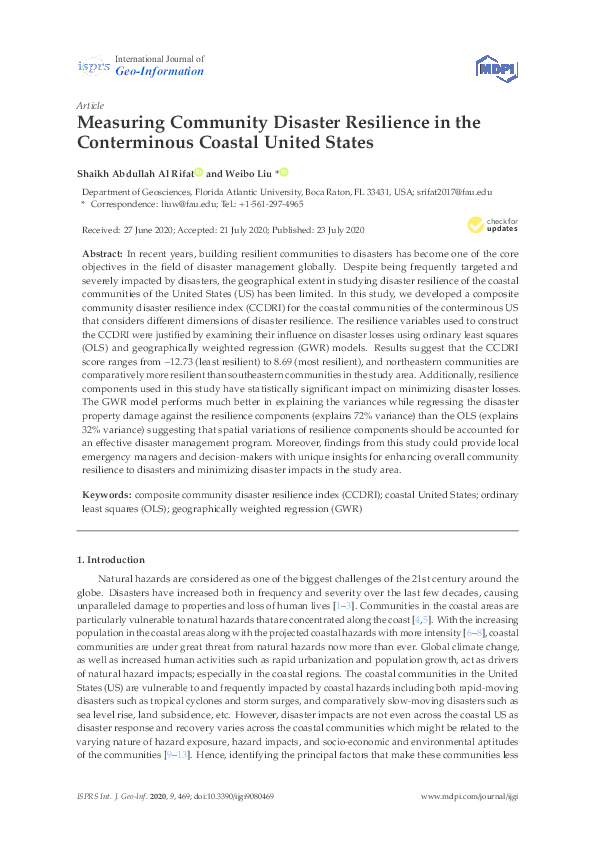 (PDF) Measuring Community Disaster Resilience in the Conterminous ...