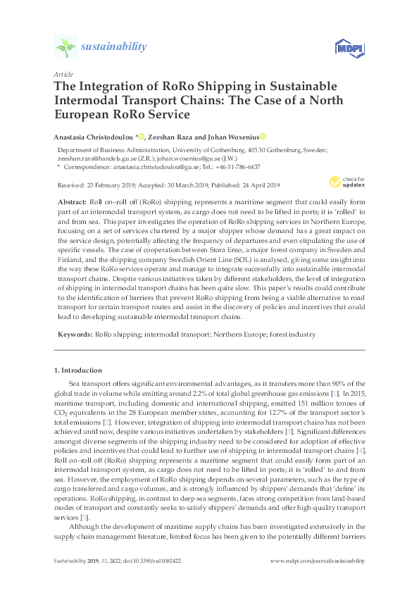 (PDF) The Integration of RoRo Shipping in Sustainable Intermodal ...