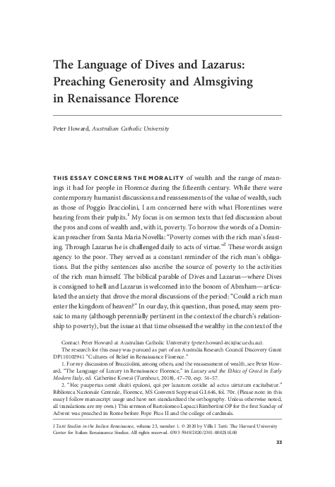 (PDF) The Language of Dives and Lazarus: Preaching Generosity and ...