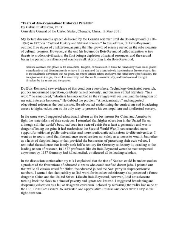 (DOC) Fears of Americanization: Historical Parallels