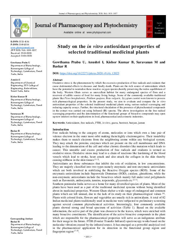 (PDF) Study on the in vitro antioxidant properties of selected ...