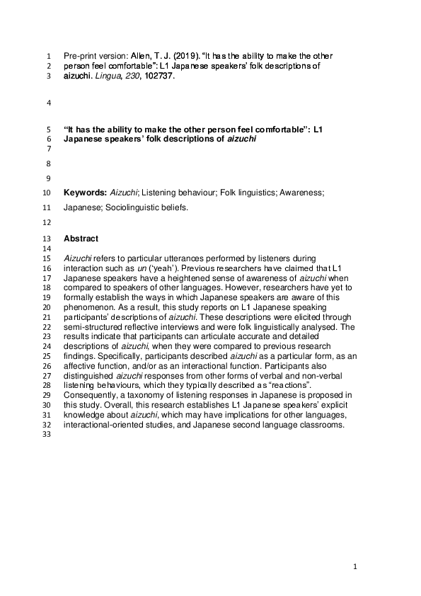 (PDF) “It has the ability to make the other person feel comfortable ...